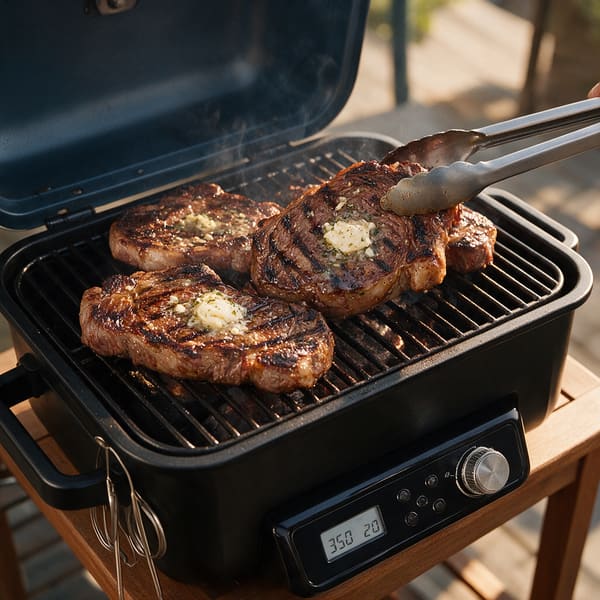 Smoky garlic butter steak