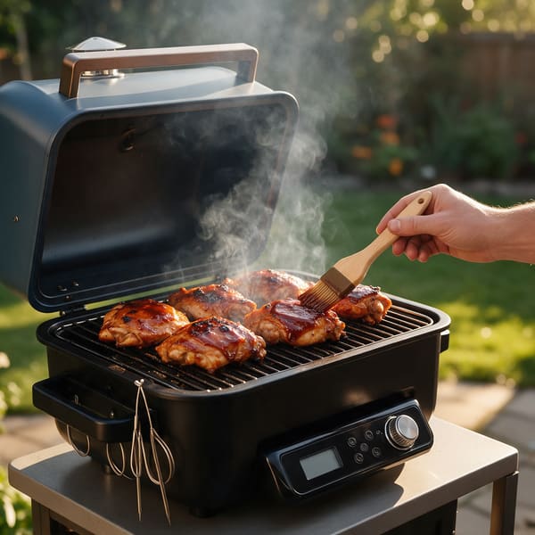 Keto smoked chicken thighs, sugar-free glaze