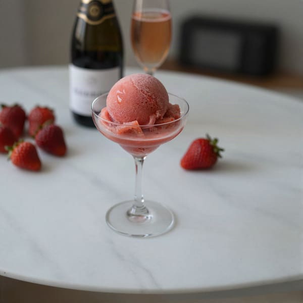 Strawberry rosé champagne sorbet