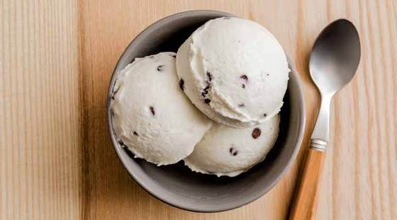 Vanilla ice cream with chocolate chips