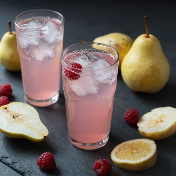 Pear raspberry ginger sparkler